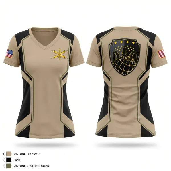 Womens Short Sleeve Vneck Shirt, 11th Cyber BN, Army, Teamtime, Team time, sublimation, custom sports apparel, team uniforms, spirit wear, spiritwear, sports uniforms, custom shirts, team store, custom team store, fundraiser sports, apparel fundraiser