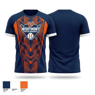 Short Sleeve Performance Shirt, Westmont Youth Baseball, Baseball, Teamtime, Team time, sublimation, custom sports apparel, team uniforms, spirit wear, spiritwear, sports uniforms, custom shirts, team store, custom team store, fundraiser sports, apparel fundraiser