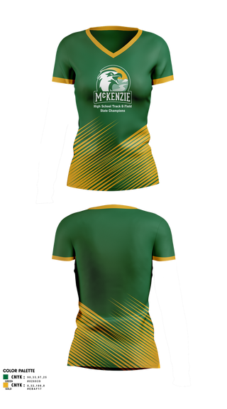 Womens Short Sleeve Vneck Shirt, Mckenzie High School Track & Field, Track & Field, Teamtime, Team time, sublimation, custom sports apparel, team uniforms, spirit wear, spiritwear, sports uniforms, custom shirts, team store, custom team store, fundraiser sports, apparel fundraiser