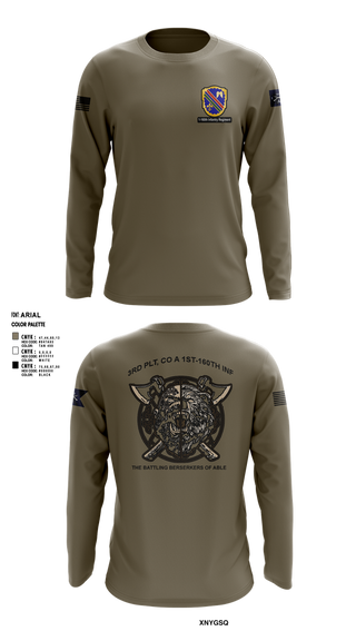 Long Sleeve Performance Shirt, Co A, 1st-160th INF, 79th IBCT, , Teamtime, Team time, sublimation, custom sports apparel, team uniforms, spirit wear, spiritwear, sports uniforms, custom shirts, team store, custom team store, fundraiser sports, apparel fundraiser