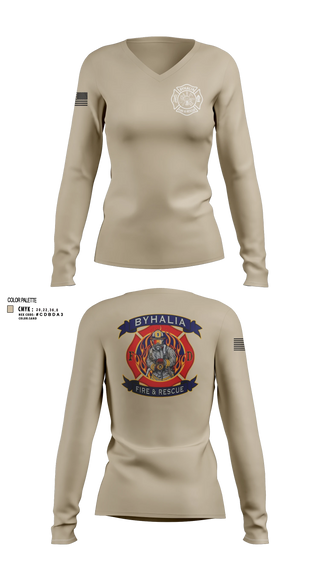 Womens Long Sleeve Vneck Shirt, Byhalia Fire and Rescue, Fire Department, Teamtime, Team time, sublimation, custom sports apparel, team uniforms, spirit wear, spiritwear, sports uniforms, custom shirts, team store, custom team store, fundraiser sports, apparel fundraiser