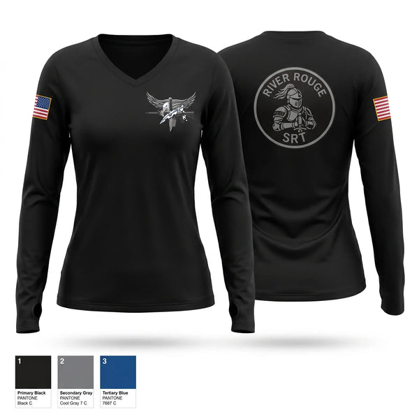 Womens Long Sleeve Vneck Shirt, River Rouge Police Special Response Team, Police, Teamtime, Team time, sublimation, custom sports apparel, team uniforms, spirit wear, spiritwear, sports uniforms, custom shirts, team store, custom team store, fundraiser sports, apparel fundraiser
