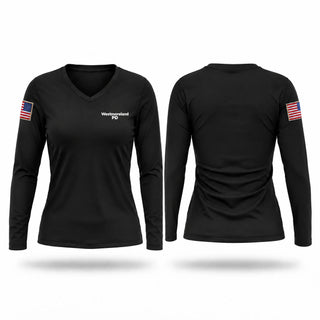 Womens Long Sleeve Vneck Shirt, Westmoreland PD, Police, Teamtime, Team time, sublimation, custom sports apparel, team uniforms, spirit wear, spiritwear, sports uniforms, custom shirts, team store, custom team store, fundraiser sports, apparel fundraiser