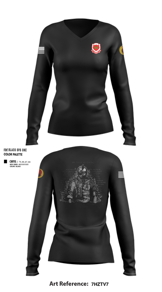 Womens Long Sleeve Vneck Shirt, 230th Engineering Vertical Construction Company, , Teamtime, Team time, sublimation, custom sports apparel, team uniforms, spirit wear, spiritwear, sports uniforms, custom shirts, team store, custom team store, fundraiser sports, apparel fundraiser