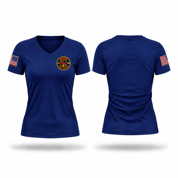 Womens Short Sleeve Vneck Shirt, Silverton Fire Rescue, Fire Department, Teamtime, Team time, sublimation, custom sports apparel, team uniforms, spirit wear, spiritwear, sports uniforms, custom shirts, team store, custom team store, fundraiser sports, apparel fundraiser
