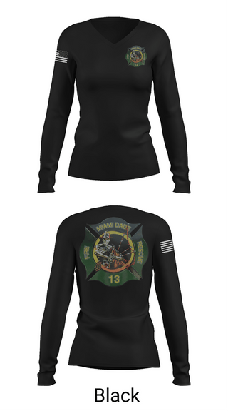 Womens Long Sleeve Vneck Shirt, Miami Dade Fire Rescue, Fire Department, Teamtime, Team time, sublimation, custom sports apparel, team uniforms, spirit wear, spiritwear, sports uniforms, custom shirts, team store, custom team store, fundraiser sports, apparel fundraiser