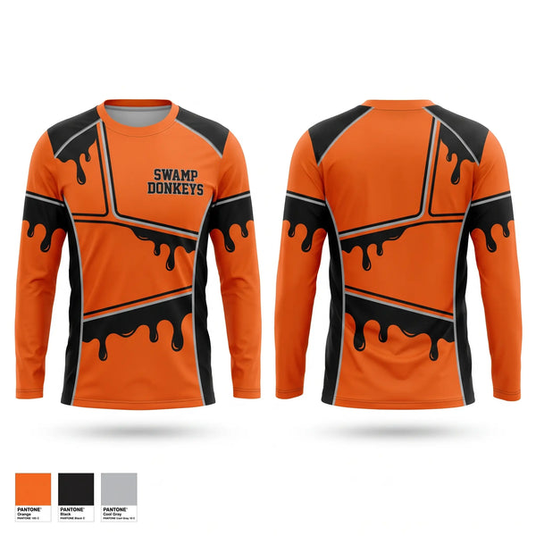 Long Sleeve Performance Shirt, Swamp Donkeys, Baseball, Teamtime, Team time, sublimation, custom sports apparel, team uniforms, spirit wear, spiritwear, sports uniforms, custom shirts, team store, custom team store, fundraiser sports, apparel fundraiser