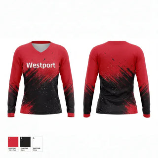Womens Long Sleeve Vneck Shirt, Westport, Softball, Teamtime, Team time, sublimation, custom sports apparel, team uniforms, spirit wear, spiritwear, sports uniforms, custom shirts, team store, custom team store, fundraiser sports, apparel fundraiser