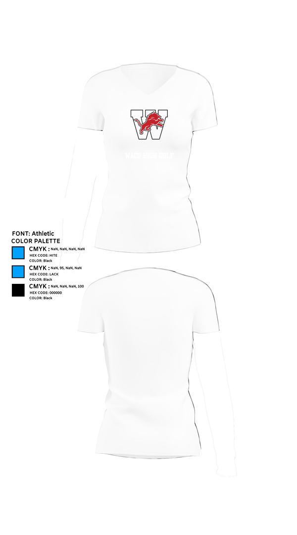 Womens Short Sleeve Vneck Shirt, Waco High Golf, Golf, Teamtime, Team time, sublimation, custom sports apparel, team uniforms, spirit wear, spiritwear, sports uniforms, custom shirts, team store, custom team store, fundraiser sports, apparel fundraiser