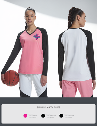 Womens Long Sleeve Vneck Shirt, Lady Storm, Women's Basketball, Teamtime, Team time, sublimation, custom sports apparel, team uniforms, spirit wear, spiritwear, sports uniforms, custom shirts, team store, custom team store, fundraiser sports, apparel fundraiser