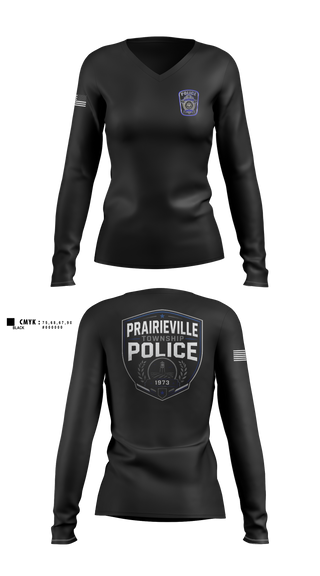 Womens Long Sleeve Vneck Shirt, Prairieville Township police, Police, Teamtime, Team time, sublimation, custom sports apparel, team uniforms, spirit wear, spiritwear, sports uniforms, custom shirts, team store, custom team store, fundraiser sports, apparel fundraiser