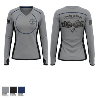 Womens Long Sleeve Vneck Shirt, Indian Springs Volunteer Fire Department, Fire Department, Teamtime, Team time, sublimation, custom sports apparel, team uniforms, spirit wear, spiritwear, sports uniforms, custom shirts, team store, custom team store, fundraiser sports, apparel fundraiser