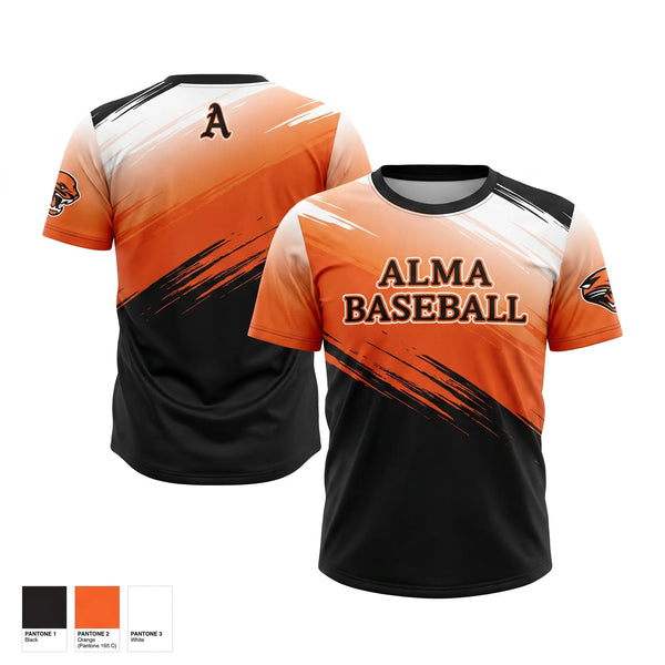 Soft Poly Tee Cotton Like Feel, Alma, Baseball, Teamtime, Team time, sublimation, custom sports apparel, team uniforms, spirit wear, spiritwear, sports uniforms, custom shirts, team store, custom team store, fundraiser sports, apparel fundraiser