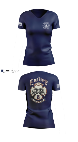 Womens Short Sleeve Vneck Shirt, Engine 8, Fire Department, Teamtime, Team time, sublimation, custom sports apparel, team uniforms, spirit wear, spiritwear, sports uniforms, custom shirts, team store, custom team store, fundraiser sports, apparel fundraiser