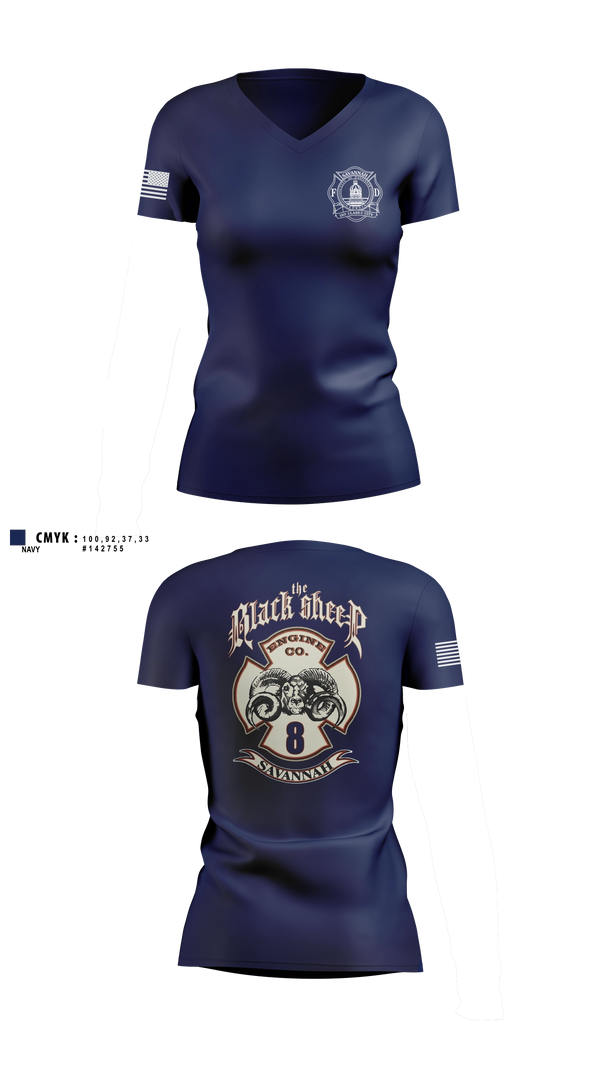 Womens Short Sleeve Vneck Shirt, Engine 8, Fire Department, Teamtime, Team time, sublimation, custom sports apparel, team uniforms, spirit wear, spiritwear, sports uniforms, custom shirts, team store, custom team store, fundraiser sports, apparel fundraiser