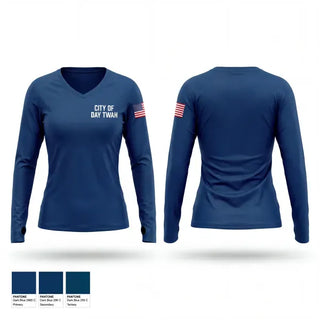 Womens Long Sleeve Vneck Shirt, City of Day Twah, Police, Teamtime, Team time, sublimation, custom sports apparel, team uniforms, spirit wear, spiritwear, sports uniforms, custom shirts, team store, custom team store, fundraiser sports, apparel fundraiser