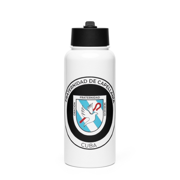 Fraternidad de Capellania de Cuba 97122622 Stainless Steel Water Bottle with a Straw Lid