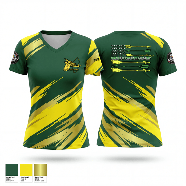 Womens Short Sleeve Vneck Shirt, GES / AES ARCHERY, E-Sports, Teamtime, Team time, sublimation, custom sports apparel, team uniforms, spirit wear, spiritwear, sports uniforms, custom shirts, team store, custom team store, fundraiser sports, apparel fundraiser
