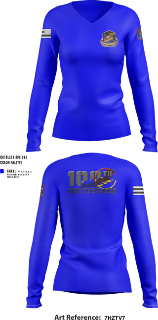 Womens Long Sleeve Vneck Shirt, 100th Missile Defense Brigade, , Teamtime, Team time, sublimation, custom sports apparel, team uniforms, spirit wear, spiritwear, sports uniforms, custom shirts, team store, custom team store, fundraiser sports, apparel fundraiser