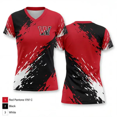 Winchester High School Softball 2802284 Women's Short Sleeve V-neck Shirt - 1