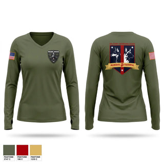 Womens Long Sleeve Vneck Shirt, MCAS Miramar Military Working Dog Section, Marines, Teamtime, Team time, sublimation, custom sports apparel, team uniforms, spirit wear, spiritwear, sports uniforms, custom shirts, team store, custom team store, fundraiser sports, apparel fundraiser