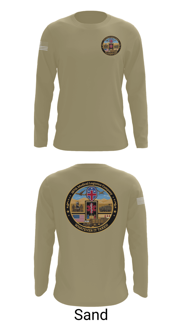 Long Sleeve Performance Shirt, 387th Medical Logistics Company, Army, Teamtime, Team time, sublimation, custom sports apparel, team uniforms, spirit wear, spiritwear, sports uniforms, custom shirts, team store, custom team store, fundraiser sports, apparel fundraiser