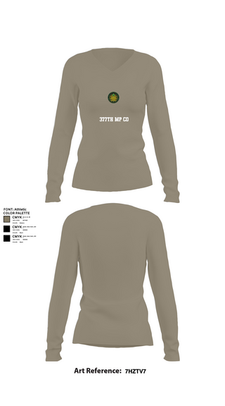 Womens Long Sleeve Vneck Shirt, 377th MP CO, , Teamtime, Team time, sublimation, custom sports apparel, team uniforms, spirit wear, spiritwear, sports uniforms, custom shirts, team store, custom team store, fundraiser sports, apparel fundraiser