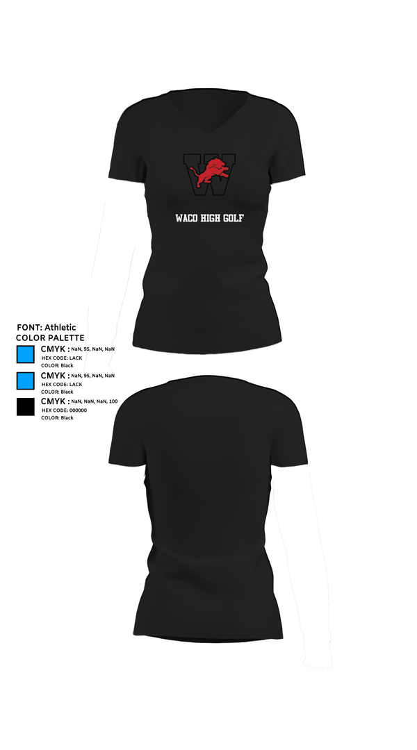 Womens Short Sleeve Vneck Shirt, Waco High Golf, Golf, Teamtime, Team time, sublimation, custom sports apparel, team uniforms, spirit wear, spiritwear, sports uniforms, custom shirts, team store, custom team store, fundraiser sports, apparel fundraiser
