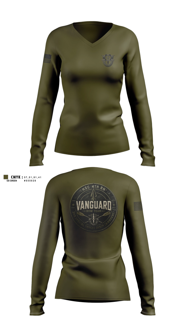 Womens Long Sleeve Vneck Shirt, 3SFG(A), Army, Teamtime, Team time, sublimation, custom sports apparel, team uniforms, spirit wear, spiritwear, sports uniforms, custom shirts, team store, custom team store, fundraiser sports, apparel fundraiser