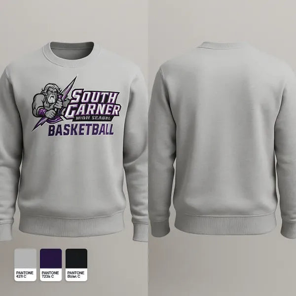 Crew Neck Sweatshirt, South Garner High School Basketball, Women's Basketball, Teamtime, Team time, sublimation, custom sports apparel, team uniforms, spirit wear, spiritwear, sports uniforms, custom shirts, team store, custom team store, fundraiser sports, apparel fundraiser