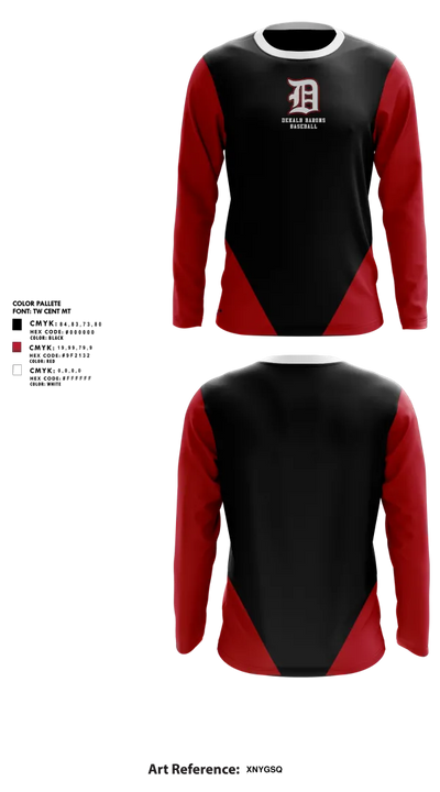 DeKalb Barons Baseball 24379984 Long Sleeve Performance Shirt 3