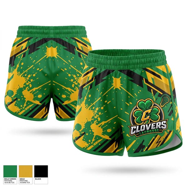 Womens Shorts, Clovers Lacrosse Club, Men's Lacrosse, Teamtime, Team time, sublimation, custom sports apparel, team uniforms, spirit wear, spiritwear, sports uniforms, custom shirts, team store, custom team store, fundraiser sports, apparel fundraiser