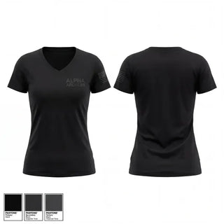 Womens Short Sleeve Vneck Shirt, Alpha Archers, Army, Teamtime, Team time, sublimation, custom sports apparel, team uniforms, spirit wear, spiritwear, sports uniforms, custom shirts, team store, custom team store, fundraiser sports, apparel fundraiser