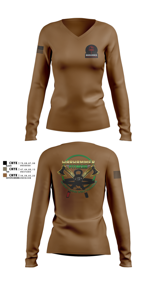 Womens Long Sleeve Vneck Shirt, Warhammer Fitness, , Teamtime, Team time, sublimation, custom sports apparel, team uniforms, spirit wear, spiritwear, sports uniforms, custom shirts, team store, custom team store, fundraiser sports, apparel fundraiser