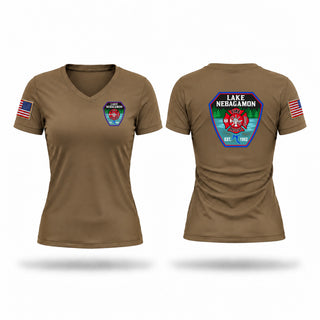Womens Short Sleeve Vneck Shirt, Lake Nebagamon Fire Department, Fire Department, Teamtime, Team time, sublimation, custom sports apparel, team uniforms, spirit wear, spiritwear, sports uniforms, custom shirts, team store, custom team store, fundraiser sports, apparel fundraiser