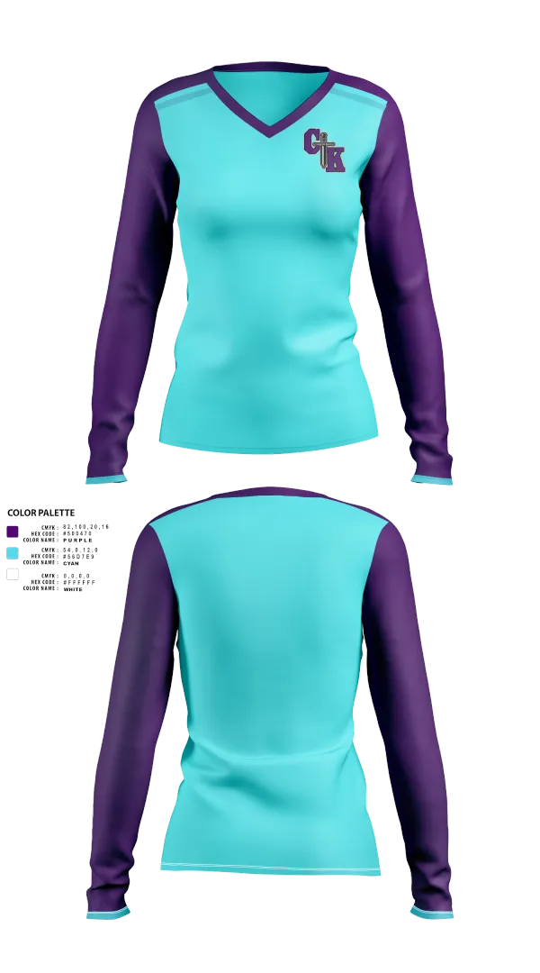 Womens Long Sleeve Vneck Shirt, Columbia Knights Football, , Teamtime, Team time, sublimation, custom sports apparel, team uniforms, spirit wear, spiritwear, sports uniforms, custom shirts, team store, custom team store, fundraiser sports, apparel fundraiser