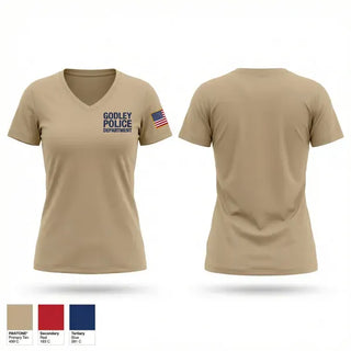 Womens Short Sleeve Vneck Shirt, Godley Police Department, Police, Teamtime, Team time, sublimation, custom sports apparel, team uniforms, spirit wear, spiritwear, sports uniforms, custom shirts, team store, custom team store, fundraiser sports, apparel fundraiser