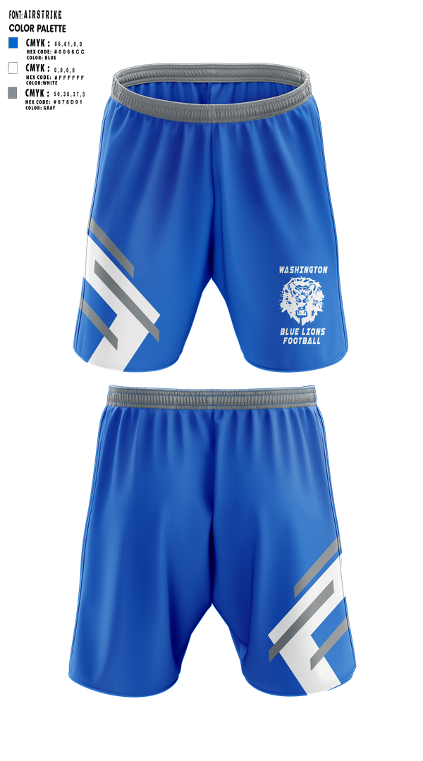 Athletic Shorts With Pockets, Washington Blue Lions Football, , Teamtime, Team time, sublimation, custom sports apparel, team uniforms, spirit wear, spiritwear, sports uniforms, custom shirts, team store, custom team store, fundraiser sports, apparel fundraiser