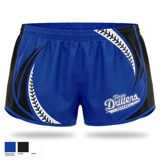 Womens Shorts, Texas Drillers, Baseball, Teamtime, Team time, sublimation, custom sports apparel, team uniforms, spirit wear, spiritwear, sports uniforms, custom shirts, team store, custom team store, fundraiser sports, apparel fundraiser