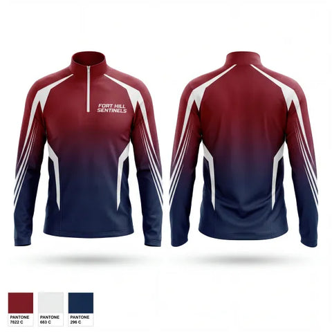 Quarter Zip Jacket, Fort Hill Sentinels, Men's Basketball, Teamtime, Team time, sublimation, custom sports apparel, team uniforms, spirit wear, spiritwear, sports uniforms, custom shirts, team store, custom team store, fundraiser sports, apparel fundraiser