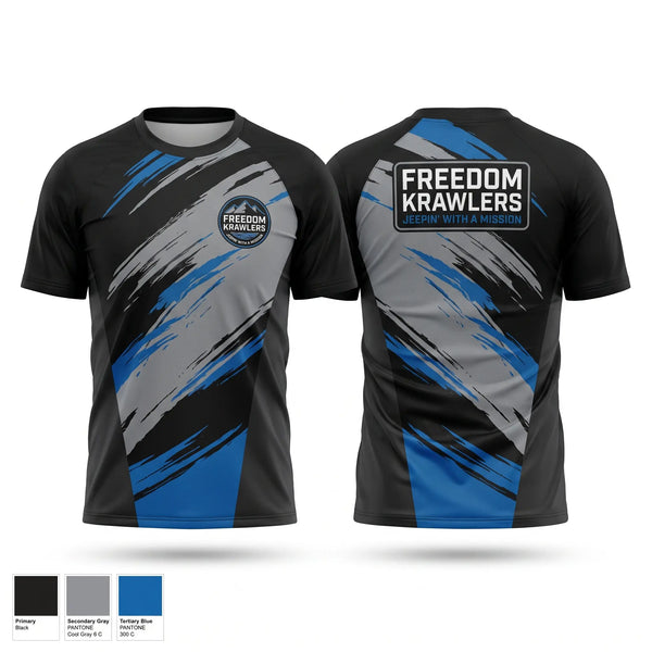 Soft Poly Tee Cotton Like Feel, Freedom Krawlers, , Teamtime, Team time, sublimation, custom sports apparel, team uniforms, spirit wear, spiritwear, sports uniforms, custom shirts, team store, custom team store, fundraiser sports, apparel fundraiser
