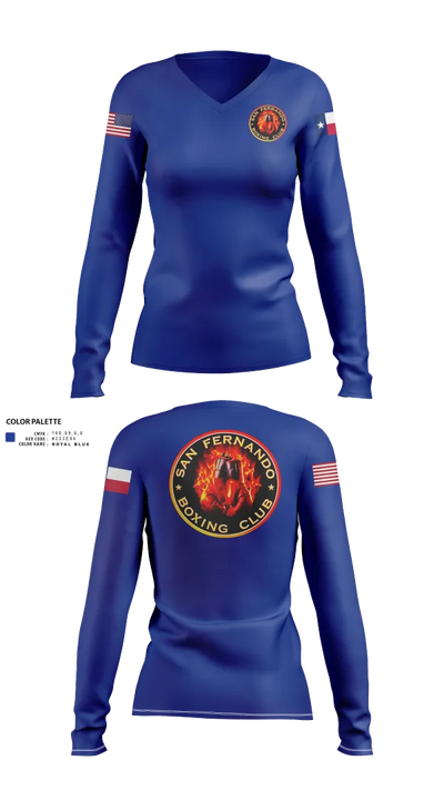 San Fernando Boxing Club 92427997 Women's Long Sleeve V-neck Shirt - 52 (1)