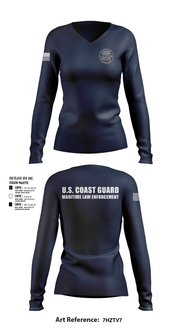 Womens Long Sleeve Vneck Shirt, Sector Miami Boarding Team, Coast Guard, Teamtime, Team time, sublimation, custom sports apparel, team uniforms, spirit wear, spiritwear, sports uniforms, custom shirts, team store, custom team store, fundraiser sports, apparel fundraiser
