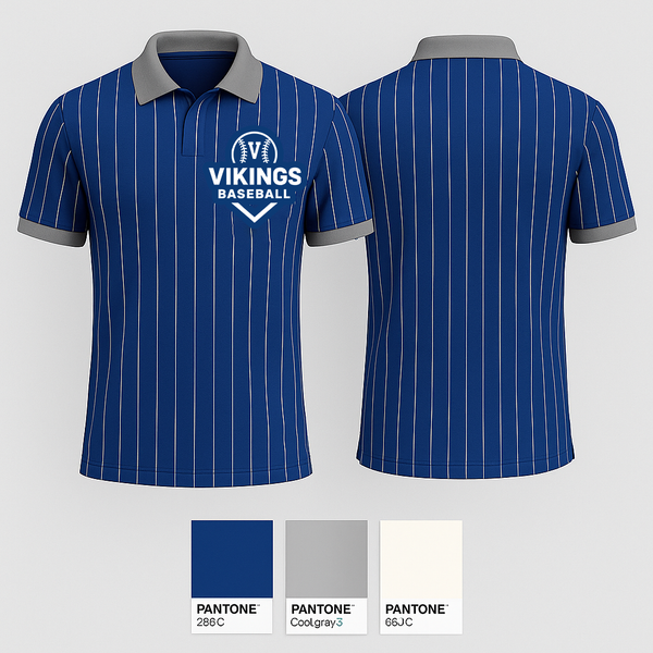 Short Sleeve Performance Polo, Vikings, Baseball, Teamtime, Team time, sublimation, custom sports apparel, team uniforms, spirit wear, spiritwear, sports uniforms, custom shirts, team store, custom team store, fundraiser sports, apparel fundraiser