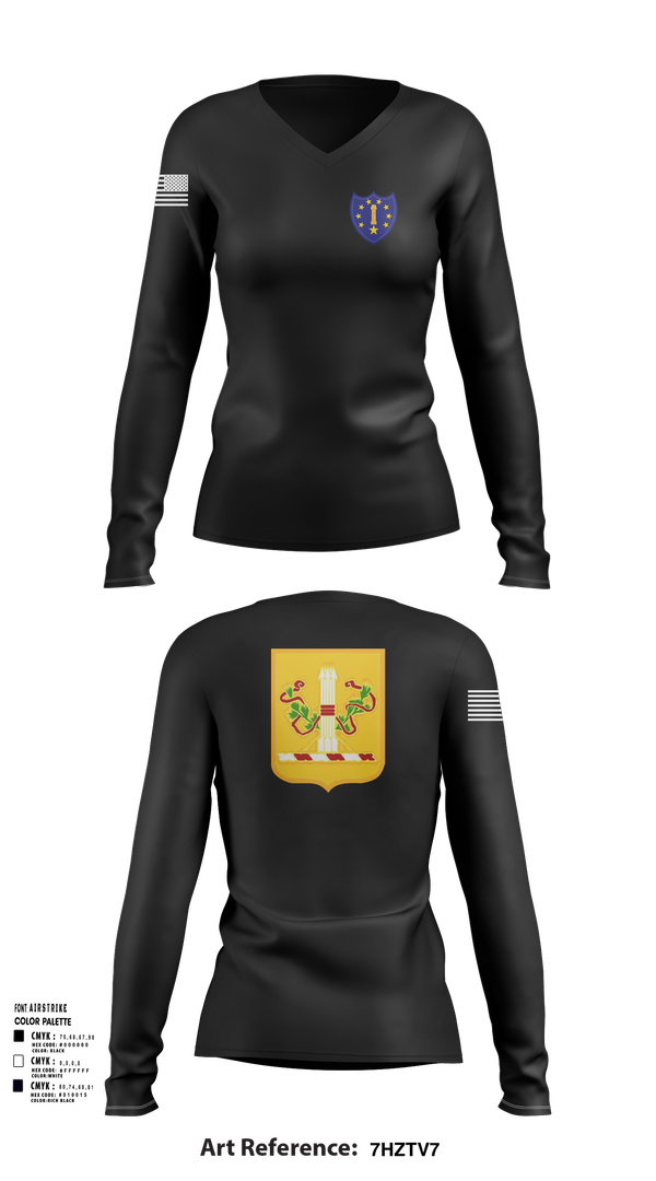 Womens Long Sleeve Vneck Shirt, 54th Troop Command, , Teamtime, Team time, sublimation, custom sports apparel, team uniforms, spirit wear, spiritwear, sports uniforms, custom shirts, team store, custom team store, fundraiser sports, apparel fundraiser