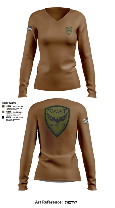SWAT 89423613 Women's Long Sleeve V-neck Shirt - 2