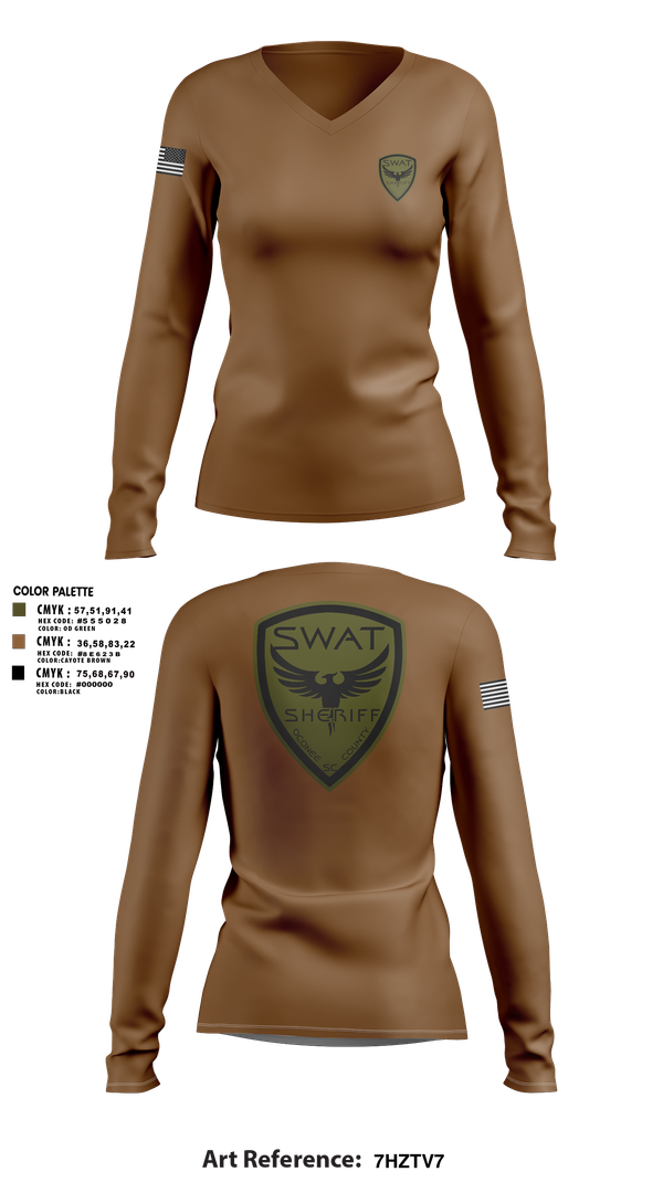 Womens Long Sleeve Vneck Shirt, SWAT, , Teamtime, Team time, sublimation, custom sports apparel, team uniforms, spirit wear, spiritwear, sports uniforms, custom shirts, team store, custom team store, fundraiser sports, apparel fundraiser