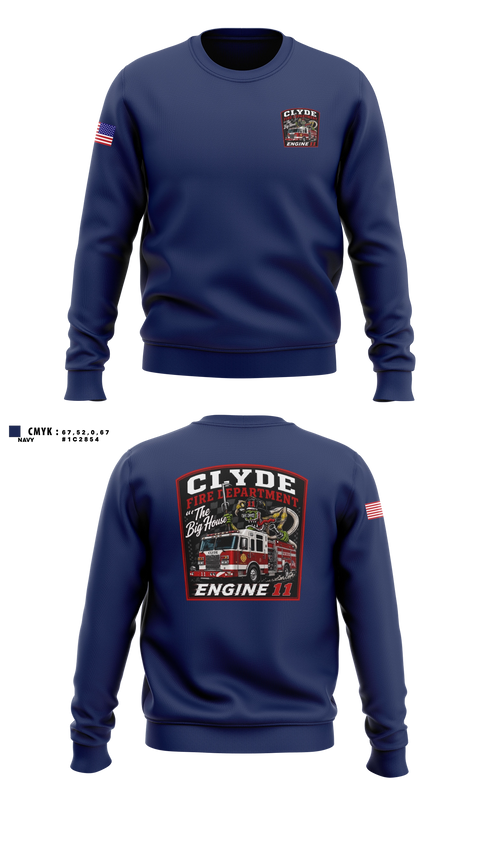 Crew Neck Sweatshirt, Clyde fire department, Fire Department, Teamtime, Team time, sublimation, custom sports apparel, team uniforms, spirit wear, spiritwear, sports uniforms, custom shirts, team store, custom team store, fundraiser sports, apparel fundraiser