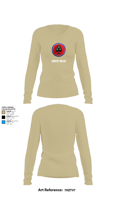 208th MCAS 6752981 Women's Long Sleeve V-neck Shirt - 78