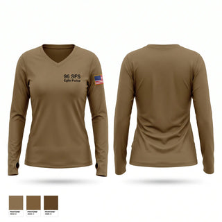 Womens Long Sleeve Vneck Shirt, 96 SFS / Eglin Police, Air Force, Teamtime, Team time, sublimation, custom sports apparel, team uniforms, spirit wear, spiritwear, sports uniforms, custom shirts, team store, custom team store, fundraiser sports, apparel fundraiser